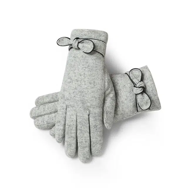 优幽兰 纯色保暖分指防风防寒可爱实用韩版学生出行五指护手保暖 绒线手套 女款