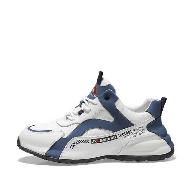 哥仑步 舒适百搭 轻松潮流 减震耐磨 低帮 生活休闲鞋 男款 白蓝