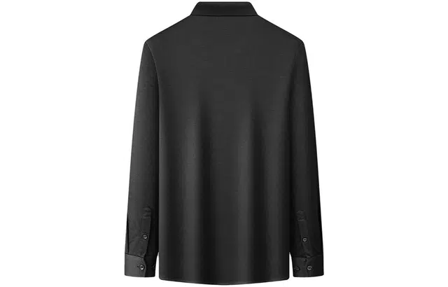 爱登堡 针织休闲修身衬衫 男款 黑色