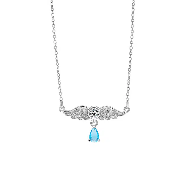 优态 仙气飘飘欧美风天使之翼气质小众设计 锆石 钛钢 项链 女款
