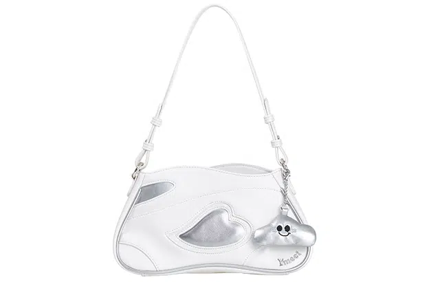 音魅 甜酷高级感法式质感 合成革 腋下包手提包单肩包斜挎包 小号 女款 白色/蓝色