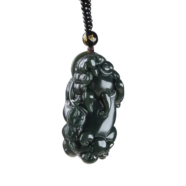 舒杰 新中式国风 霸王金钱貔貅 和田玉 和田玉项链 男女同款情侣款 青玉