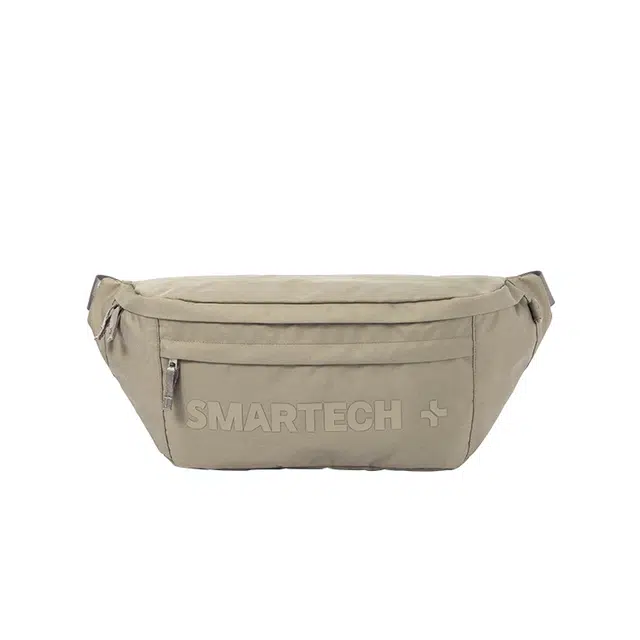 森马 斜挎包轻便运动包胸包腰包休闲单肩包 织物 男女同款情侣款 卡其/梦幻粉