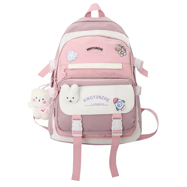 德力熊双肩包尼龙带挂件大容量轻便大号双肩背包女款 多色