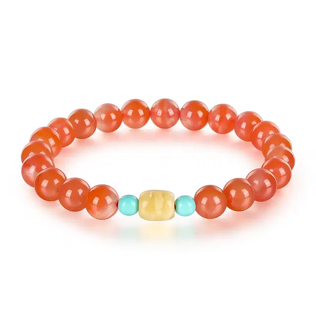 翠雅金楼 国风新中式中国红招财转运珠 玛瑙 玉石手串 男女同款情侣款