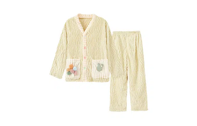 橡柠派 冬季彩虹开衫两件套睡衣可爱花朵加厚超保暖长袖长裤家居服套装  女款