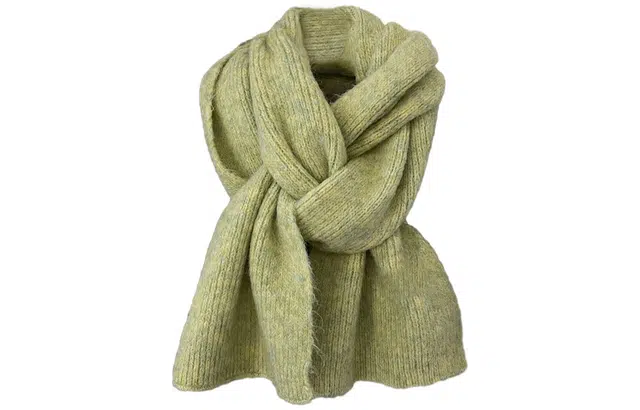 优幽兰 加厚护脖子仿羊绒防风防寒保暖休闲香草黄绿色 绒线围巾 女款