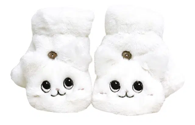 优幽兰 加绒保暖防寒半指写字实用露指防风防寒实用翻盖可爱学生护手 绒线手套 女款