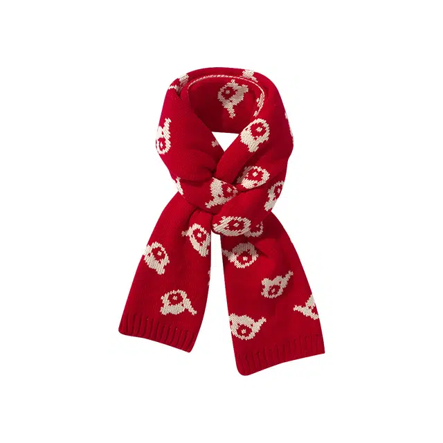 浪莎 保暖氛围高级感针织小熊亲子 绒线围巾 男女同款情侣款