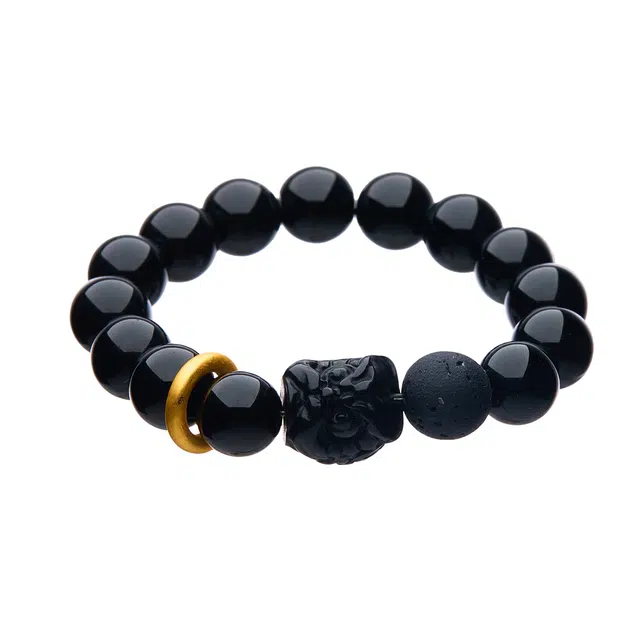 琳琯瑛 新中式国风 气质 黑曜石 玉石手串 男款