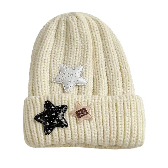 山一丸 爱心 护耳保暖 显脸小 防风 毛线 绒线帽 女款