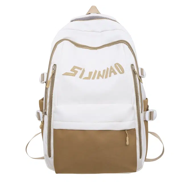 德力熊双肩包尼龙带挂件大号拼色竖拉链英文情侣男女通用 多色