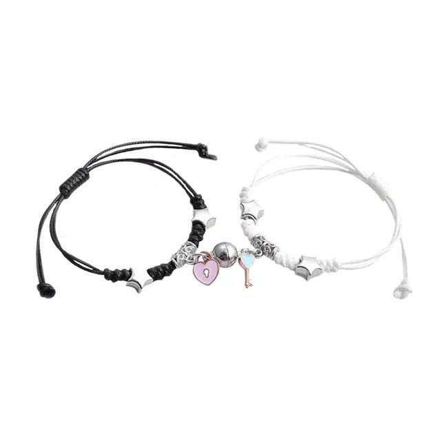 华髻 新中式国潮磁吸爱心锁 合金 手链 男女同款情侣款