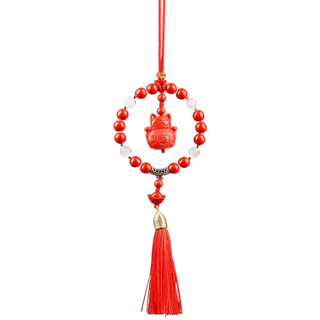 舒杰 车载挂件 再造辰砂朱砂 玉石项链 男女同款情侣款