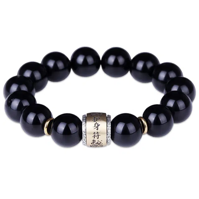 妍韵珠宝 乌金高级感 黑曜石 玉石手串 男女同款情侣款
