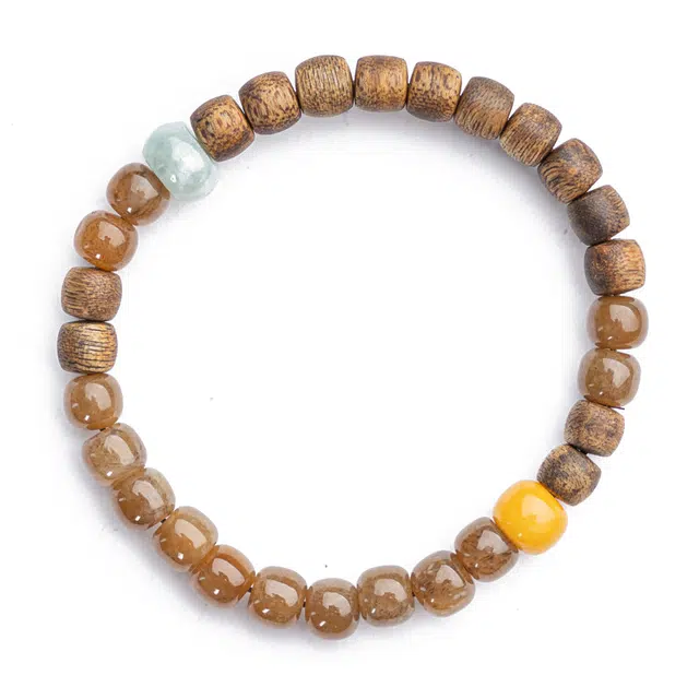 九隆古 莺歌绿奇楠沉香 鼓珠手链 木作手串 佛珠文玩念珠百搭手饰转珠 女款