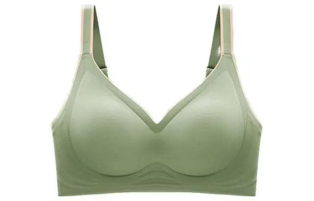 浪莎 无痕乳胶小胸聚拢收副乳无钢圈防下垂上托调整型美背文胸 绿色
