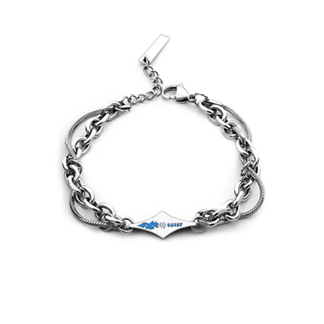 奥斯坦汀 熔岩双层潮流简约 钛钢 手链 男款