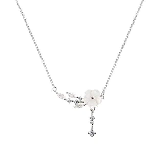 希遇 山茶花法式复古花朵轻奢高级感气质小众设计感 铜 项链 女款