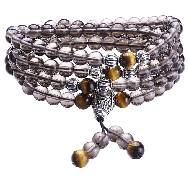 妍韵珠宝 多圈佛珠设计酷雅时尚 黑曜石 手串 男女同款情侣款