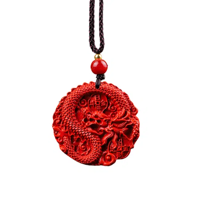 舒杰 新中式日进斗金生肖龙 再造辰砂朱砂 玉石项链 男女同款情侣款