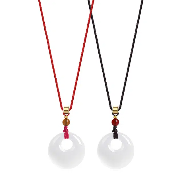 饰伴 新中式国潮国风荔枝平安扣复古 玛瑙 玉石项链 男女同款情侣款