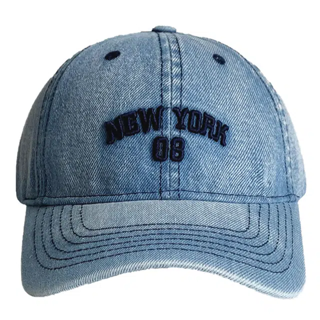 山一丸 字母刺绣牛仔 做旧复古软顶 棉涤 鸭舌帽 男女同款情侣款
