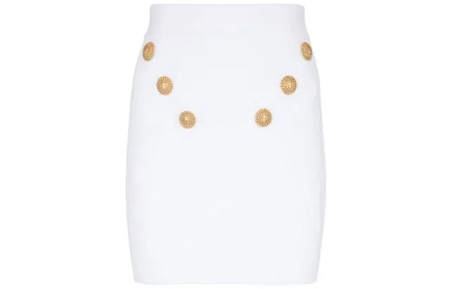 BALMAIN 6-Button Knit Skirt