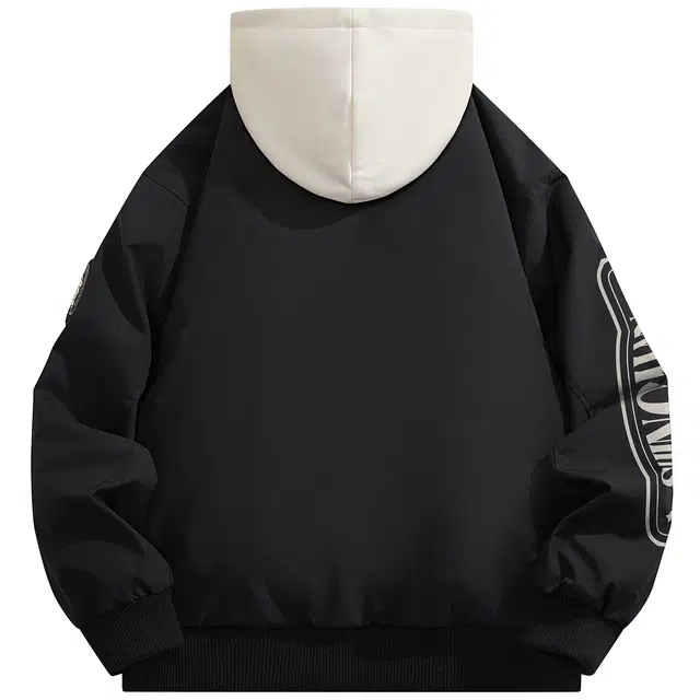 蜡笔小新 卡通袖徽字母印花休闲保暖加厚羽绒服 男女同款