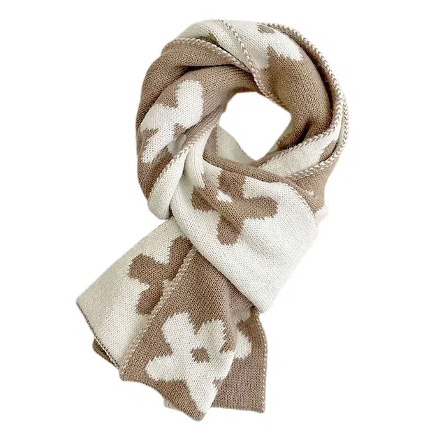 浪莎 小花图案 绒线围巾 男女同款情侣款