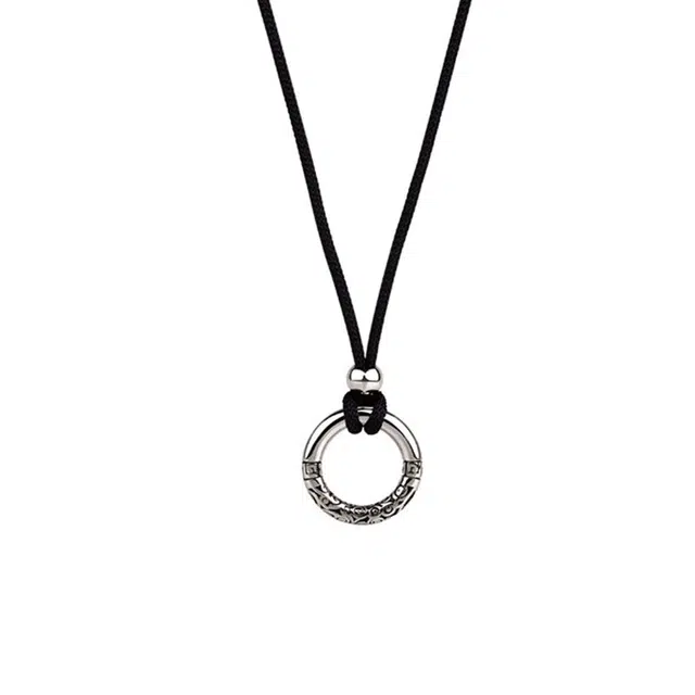 奥斯坦汀 祥云平安扣复古转运吊坠 钛钢 项链 男款