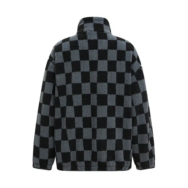 美特斯邦威 国潮撞色棋盘格加厚棉服 男款