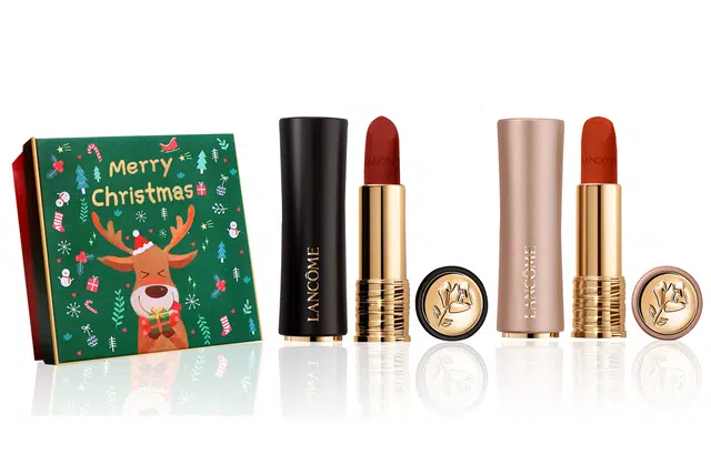 兰蔻 黑管小蛮腰口红+粉金管小蛮腰双色唇膏 圣诞限量麋鹿礼盒 显白显气色