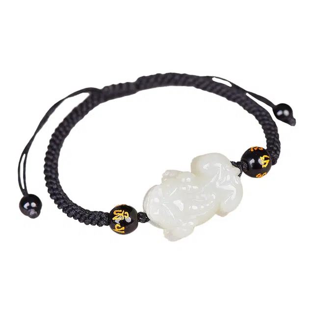 舒杰 新中式国潮小众貔貅 和田玉 和田玉手链 男女同款情侣款 白玉