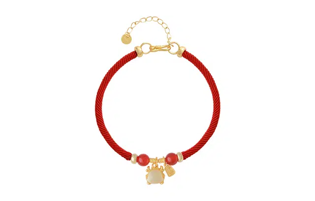 凤凰涅磐 福运萌龙 本命年国潮红绳  新中式编织 龙年国风 平安转运 和田玉 手链 女款 青白玉