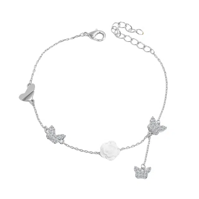 希遇 山茶花蝴蝶结流苏气质小众设计轻奢高级感 合金 手链 女款