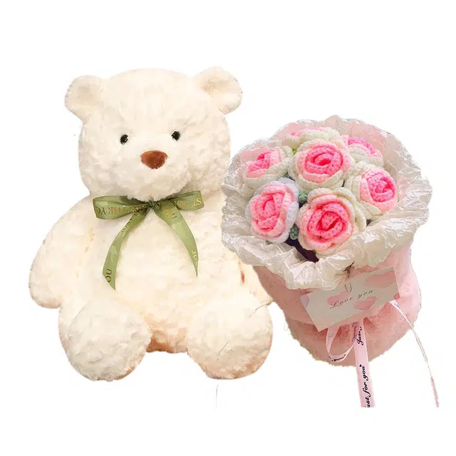 公主恋人 小熊花束组合 熊熊小香风玫瑰 玩偶 毛绒公仔