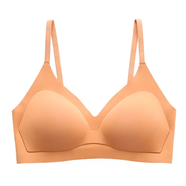 浪莎 固定杯舒适无钢圈无痕小胸聚拢薄款一片式光面文胸 女款 珊瑚橘
