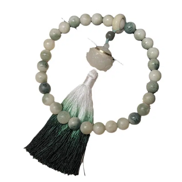 九隆古 国潮复古风流苏夜光莲花 白玉菩提 珠串 男女同款情侣款