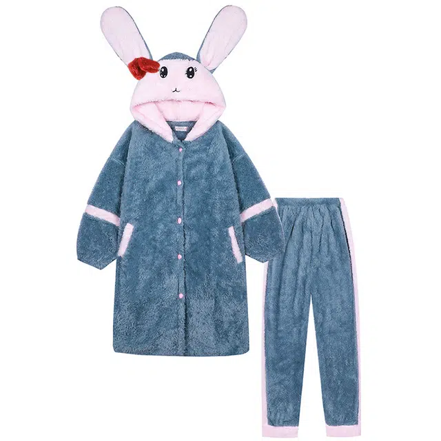 眠趣  家居睡衣女 家居服睡衣套装睡袍 可爱时尚可外穿 舒适保暖 秋冬款 加绒加厚亲肤柔软睡衣睡袍女家居服 学生女款