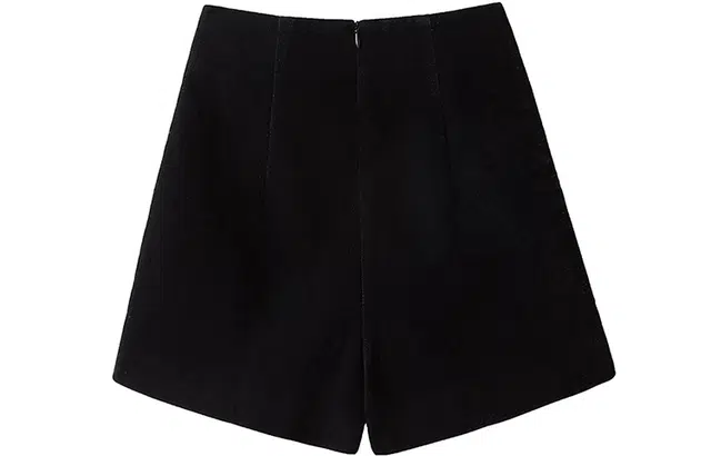 丝柏舍 复古气质拼色纽扣装饰简约宽松高腰阔腿休闲短裤 女款
