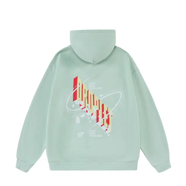 三体 水滴一个来自星球的馈赠系列 宽松套头休闲日常简约易搭亲肤保暖防风纯棉重磅长袖情侣连帽卫衣 男女同款