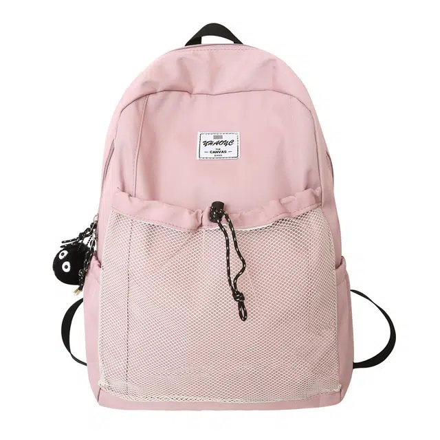 德力熊 拉链开合 尼龙 书包背包双肩包 大号 男女同款情侣款 黑色/粉色/黄色/红色