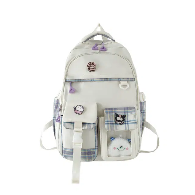 德力熊双肩包校园文艺大容量百搭设计感纯色可爱尼龙布双肩背包女款 多色