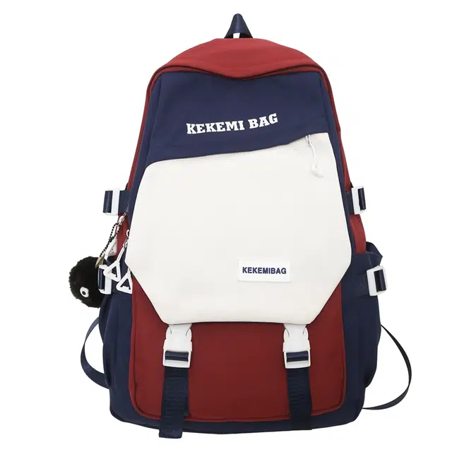 德力熊 大容量 尼龙 书包背包双肩包 男女同款情侣款 黑配灰/咖配卡其/粉配蓝/深粉配浅粉/蓝配红