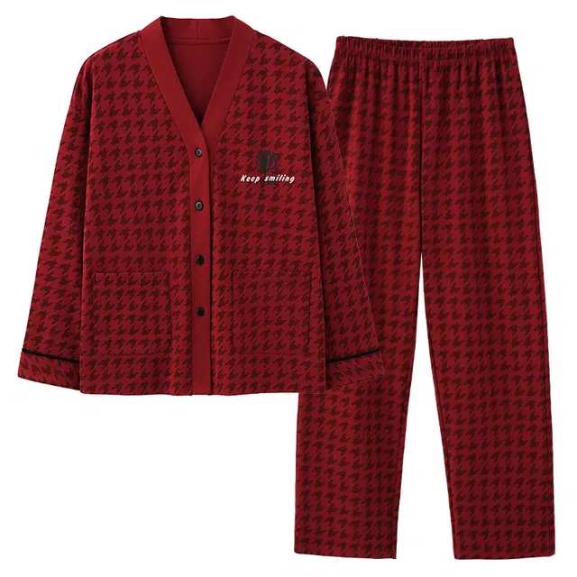 顶瓜瓜 长袖家居服透气亲肤本命年柔软亲肤睡衣套装 女款