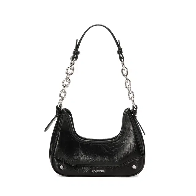 西木汀 魅力磁场 小众手提链条高级感 牛皮 单肩斜挎包 小号 女款 镭射银/深邃黑/米白色/干枯玫瑰粉