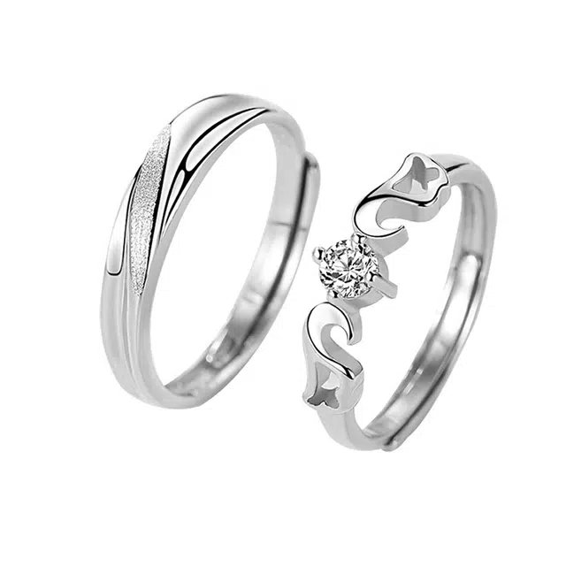 阡陌 遇见 国潮轻奢爱情甜蜜开口戒一对 合金 戒指 男女同款情侣款