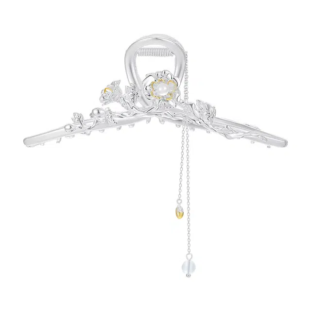 秦福炫 芙蓉花新中式抓夹女大号鲨鱼后脑勺高级感头饰 发夹 女款