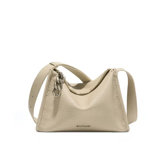 西木汀 自由至上宽肩带高级感通勤百搭 牛皮 单肩斜挎包 中号 女款 米白色/深邃黑/咖啡色